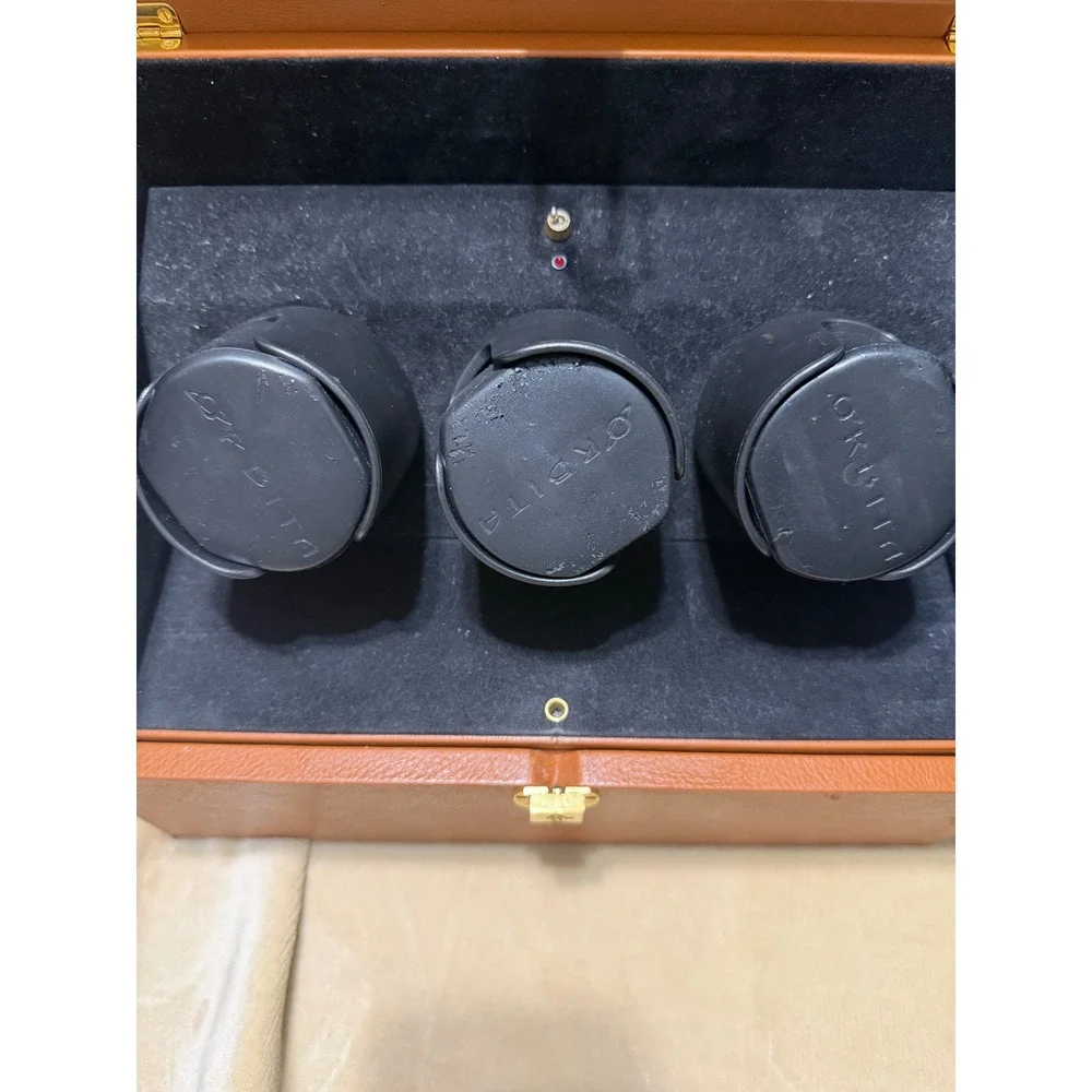 Orbita Triple Watch Winder Mens Tan Brown Leather Programmable (Parts Only)